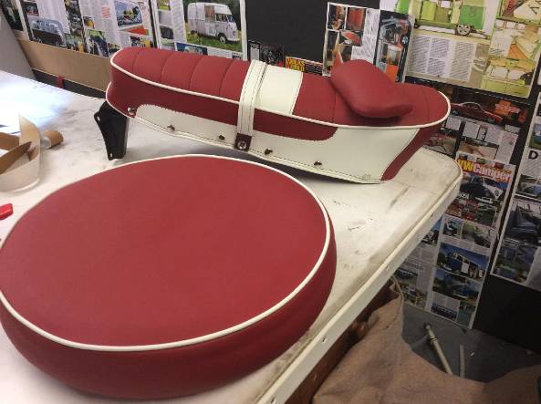 Red Scooter Motorbike Seat Retrim CCR Auto Trim Loughborough